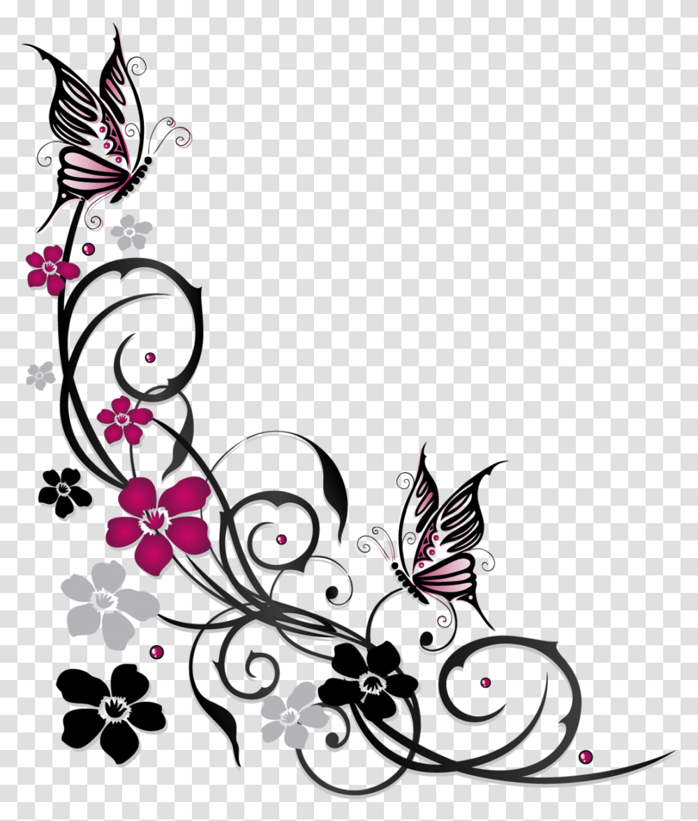 Flowers And Butterflies Vector, Floral Design, Pattern Transparent Png