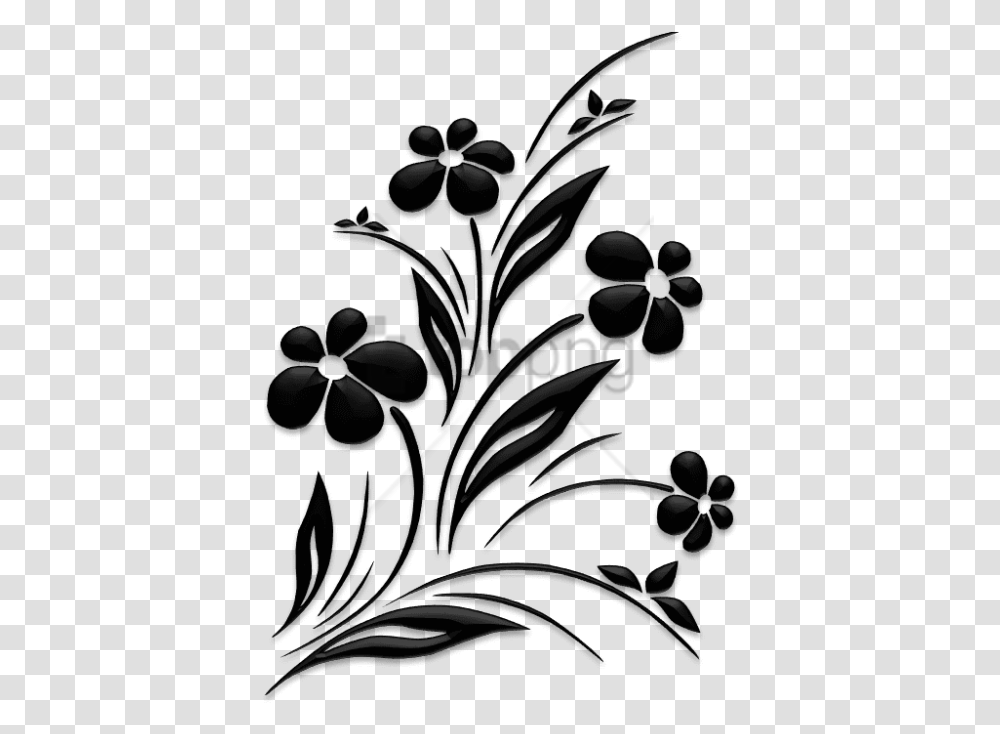 Flowers Black And White, Floral Design, Pattern Transparent Png