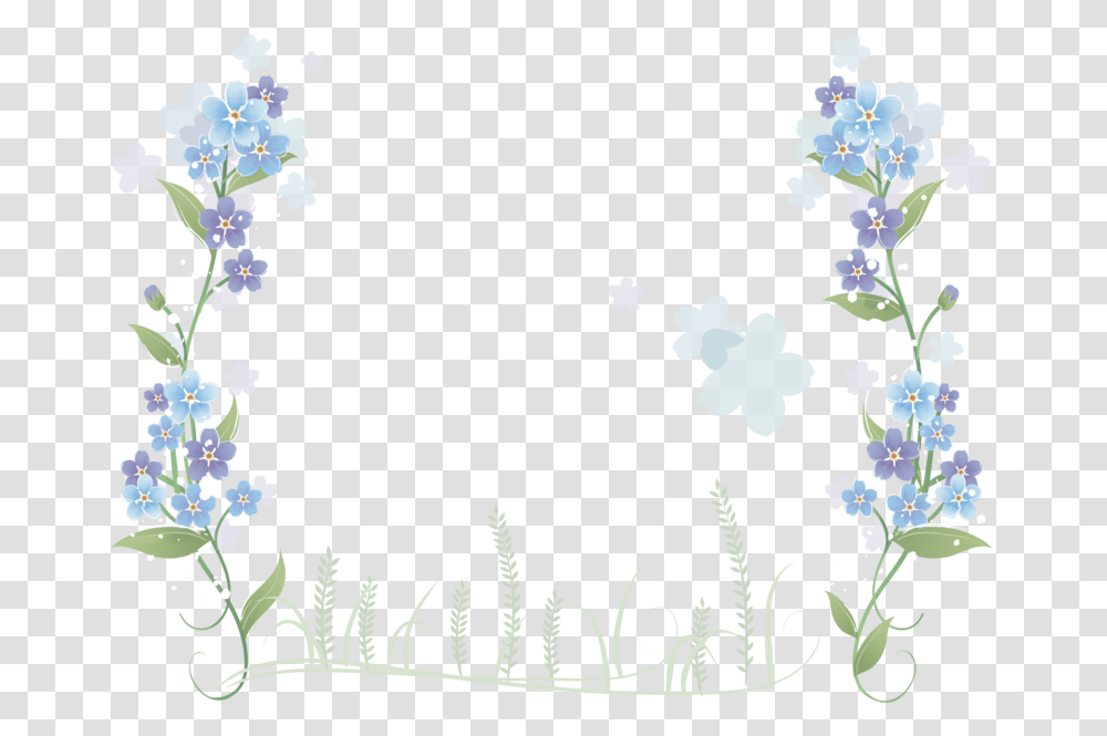 Flowers Border Clipart Blue Flower Border Background, Floral Design, Pattern, Plant Transparent Png