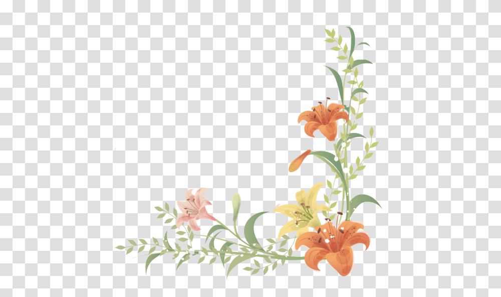 Flowers Borders Peach, Plant, Floral Design, Pattern Transparent Png