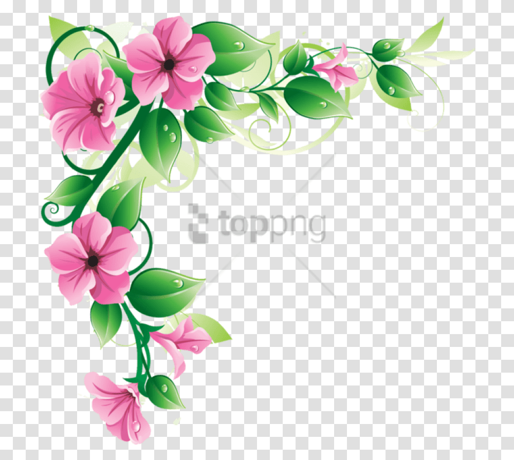 Flowers Borders Pink Flower Border Background, Graphics, Art, Floral Design, Pattern Transparent Png