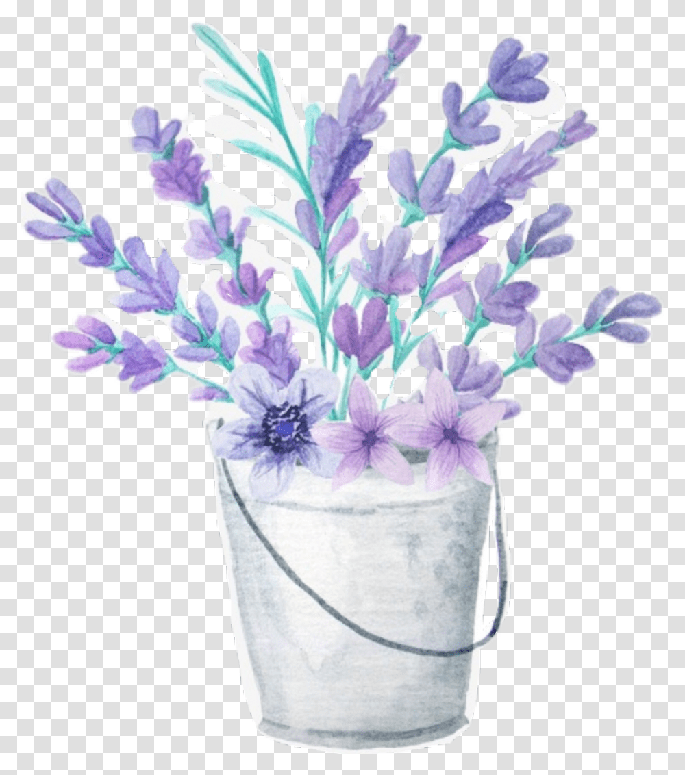 Flowers Bouquet Bucket Lavender Lavender Bucket, Plant, Iris, Blossom, Flower Arrangement Transparent Png