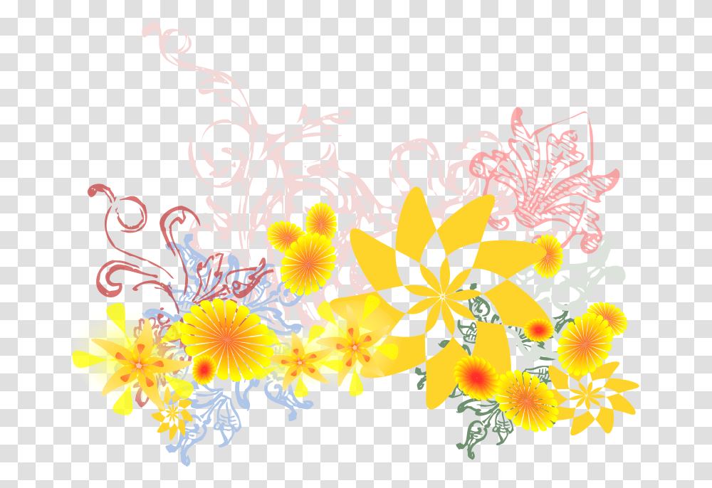 Flowers Bunga Vektor Warna Kuning, Floral Design, Pattern Transparent Png