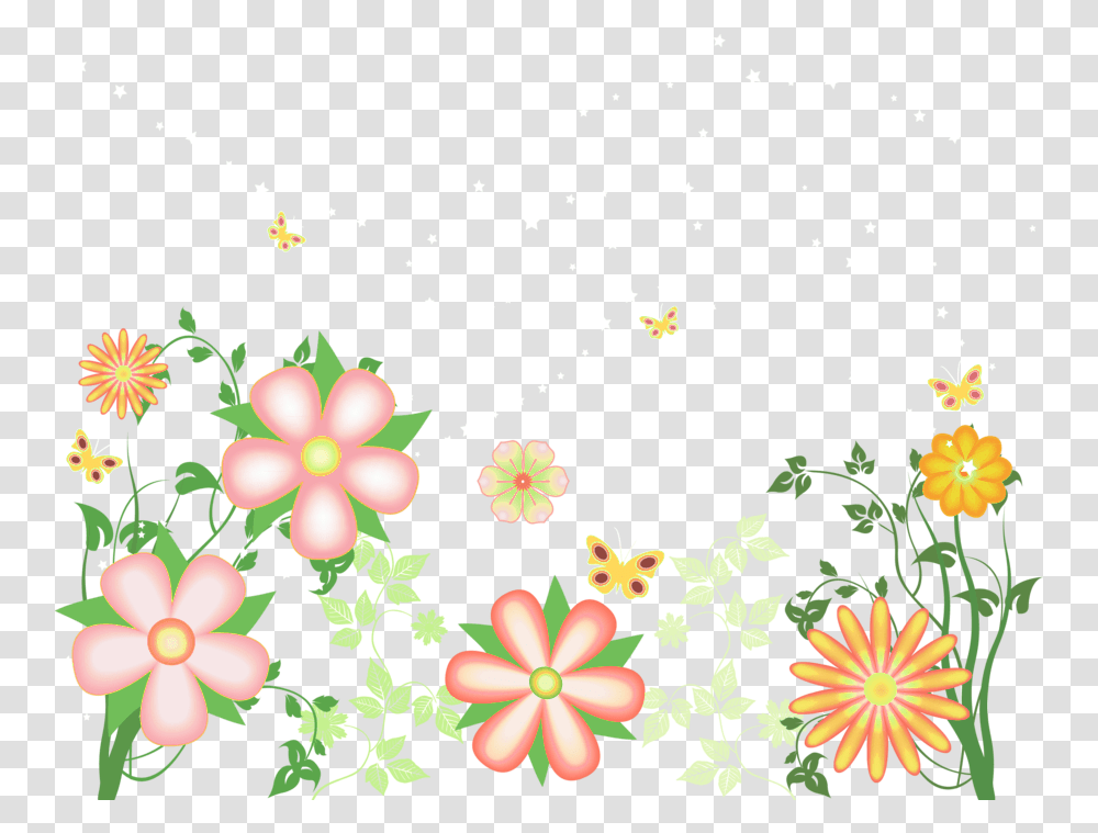 Flowers Clipart Background Download Images Free Flower Border, Graphics, Floral Design, Pattern, Plant Transparent Png