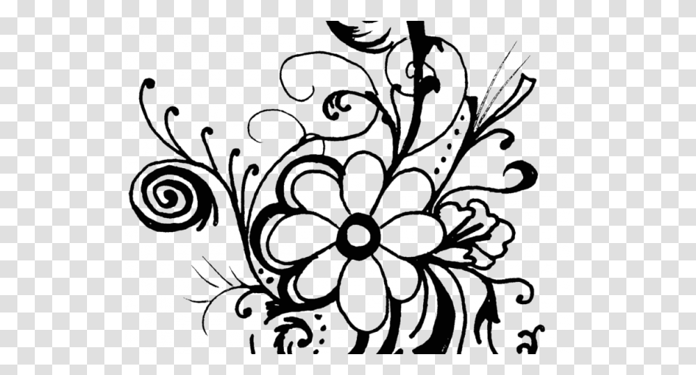 Flowers Clipart Black And White, Doodle, Drawing, Floral Design Transparent Png