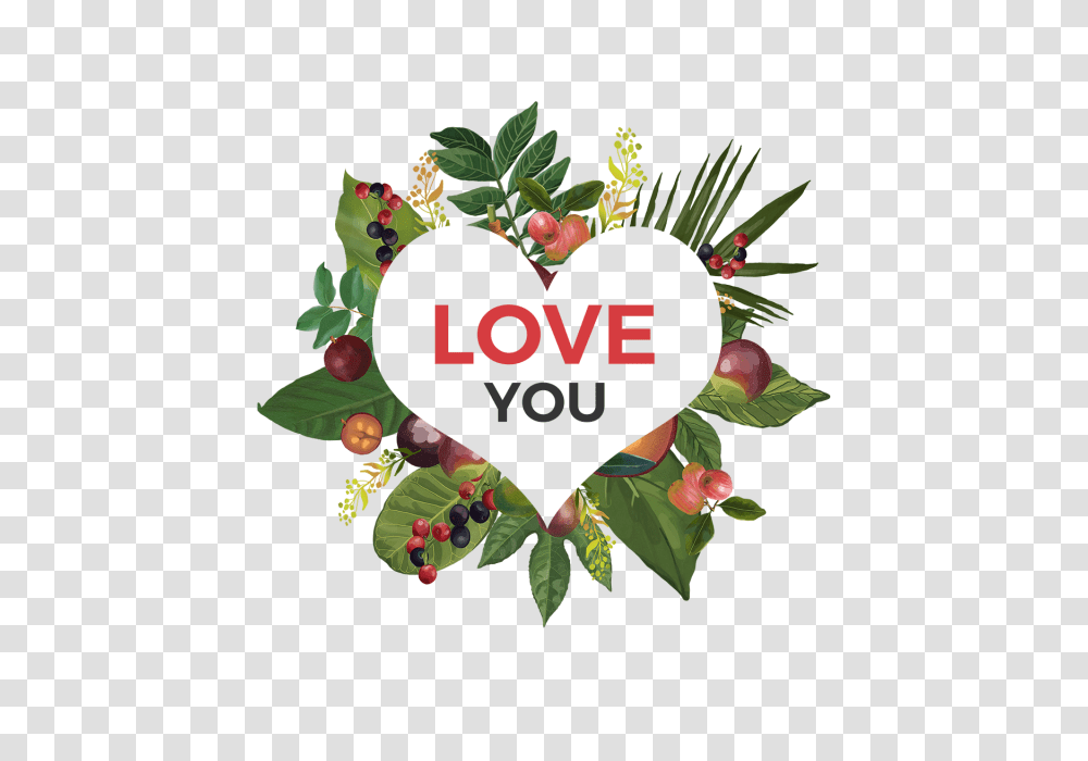 Flowers Decoration Heart Shape With Tropical Leaves Heart, Plant, Leaf, Fruit, Food Transparent Png