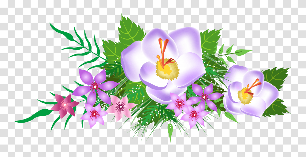 Flowers Decorative Element, Plant, Purple Transparent Png