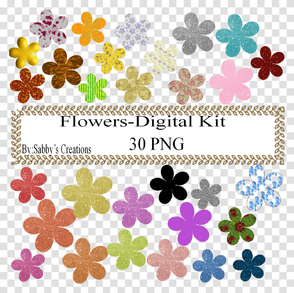 Flowers Digital Kit 3 Art Clipgift Tagjewelryt Shirtnotebookscrapbook Clip Art, Rug, Accessories, Paper, Plant Transparent Png