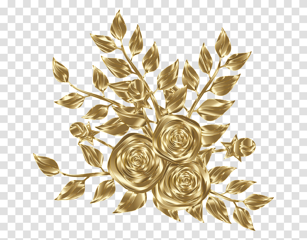 Flowers Floral Gold Free Vector Graphic On Pixabay Flower, Graphics, Art, Floral Design, Pattern Transparent Png