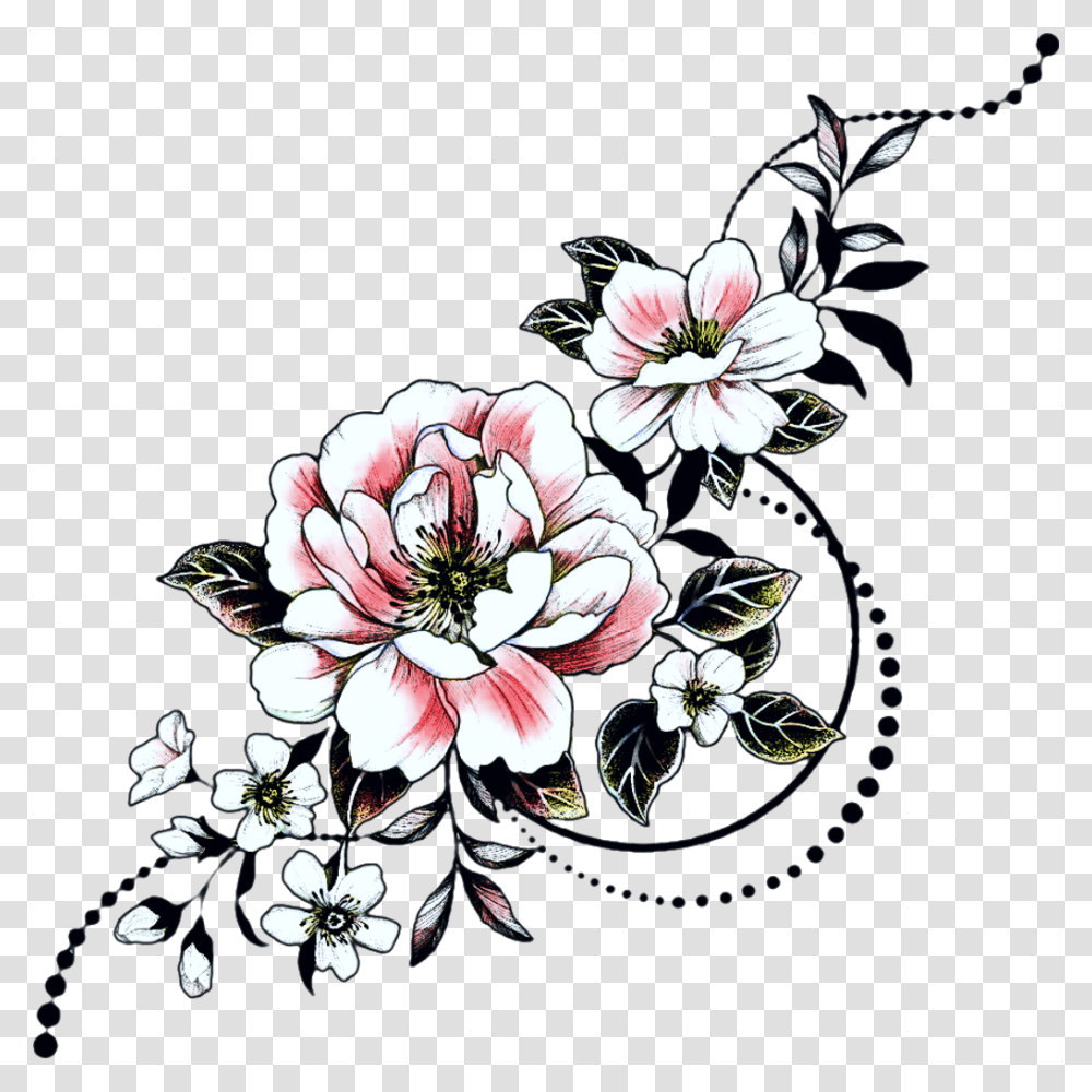 Татуировки цветы эскизы цветные