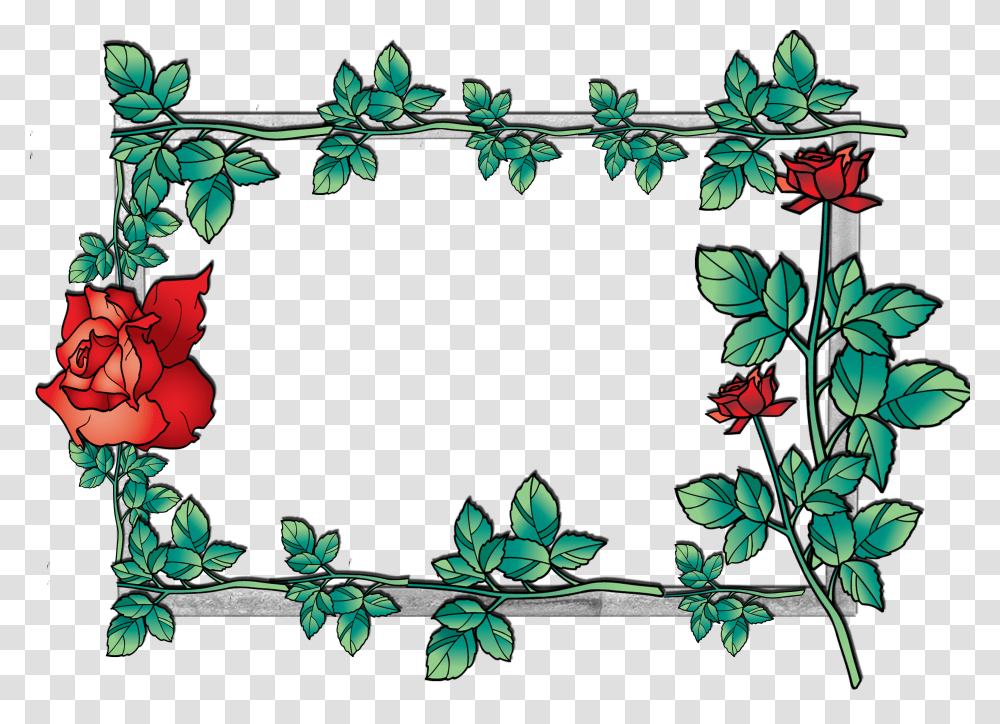 Flowers Frame, Plant, Leaf, Pattern, Bush Transparent Png