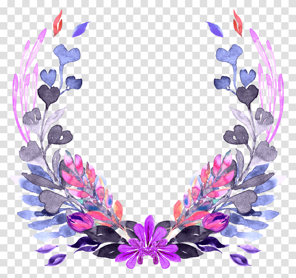 Flowers Frame Purple Flowers, Graphics, Art, Floral Design, Pattern Transparent Png