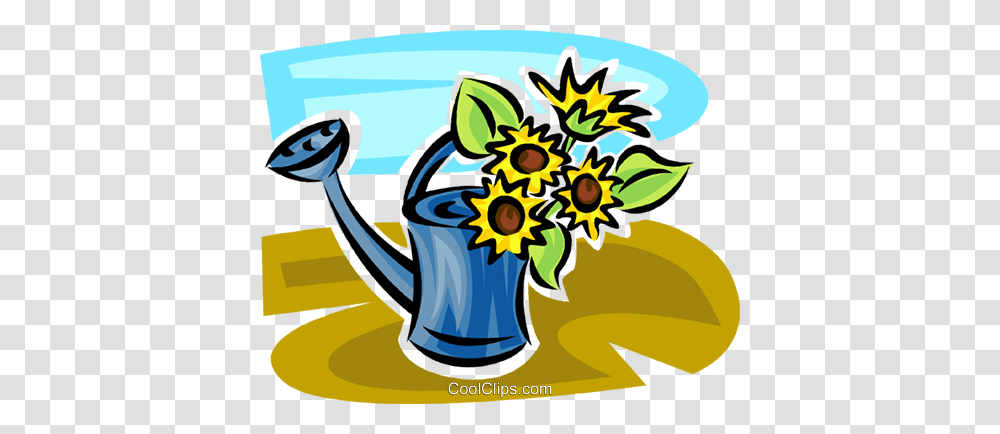 Flowers Growing Out Of A Watering Can Royalty Free Vector Clip Art, Tin, Poster, Advertisement Transparent Png