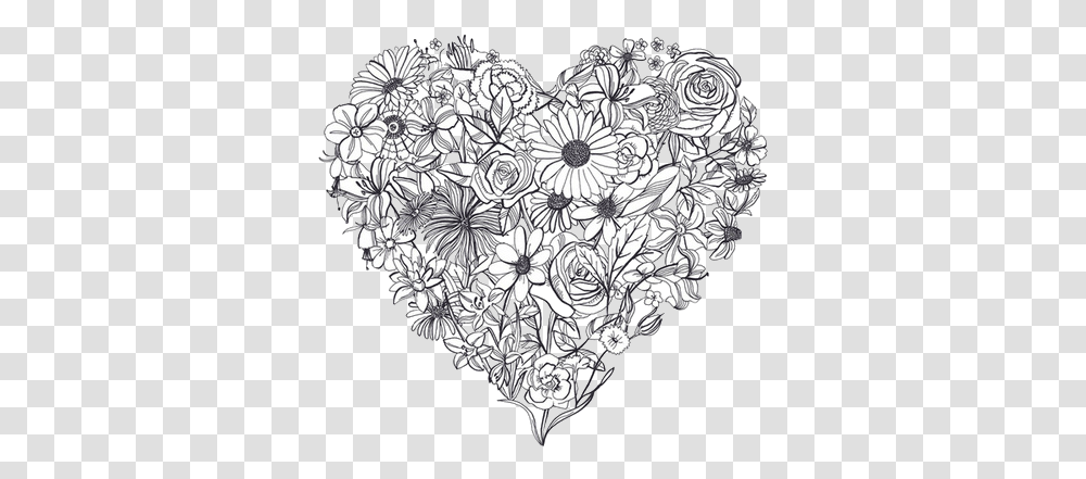 Flowers Heart Tumblr Sticker Flowers In A Heart Drawing, Graphics, Floral Design, Pattern, Pineapple Transparent Png