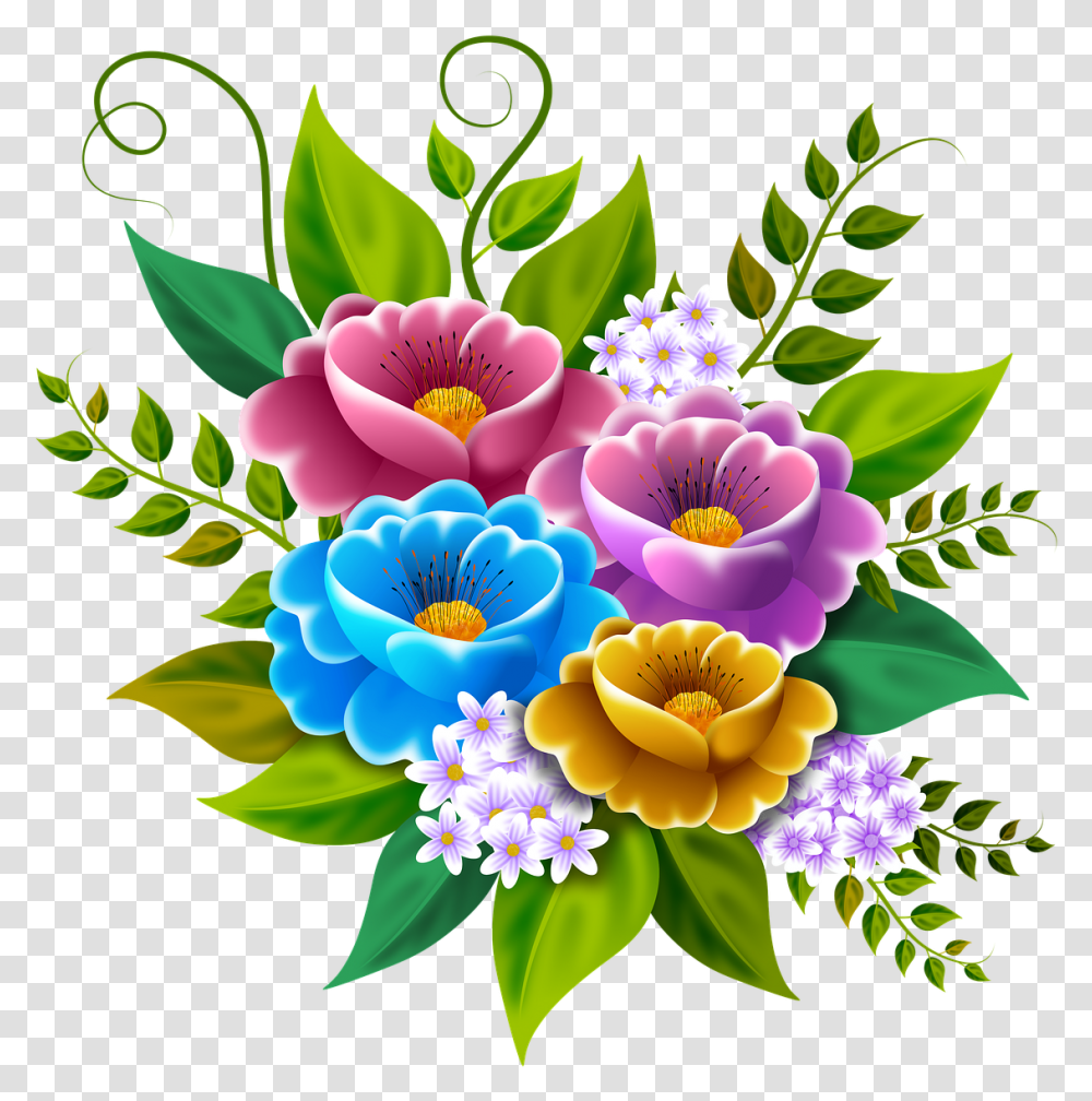 Flowers Illustration Bouquet Flores Ilustracion, Graphics, Art, Floral Design, Pattern Transparent Png