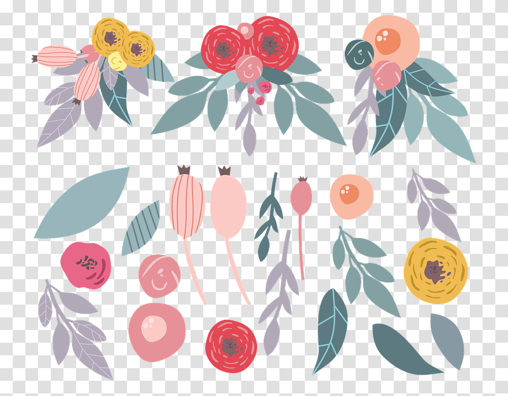 Flowers Illustration Of The Flowers Cartoon Flowers Many Flowers Silhouette, Floral Design, Pattern, Rug Transparent Png