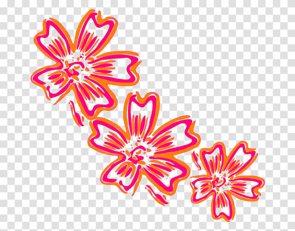 Flowers Orange Pink Japan Flowers Cartoon, Pattern, Floral Design, Graphics, Embroidery Transparent Png