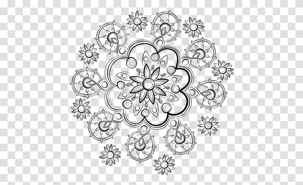 Flowers Pattern Mandala Design Element Pattern Flower, Gray, World Of Warcraft Transparent Png