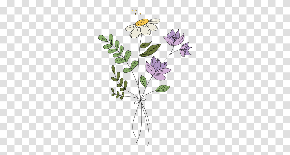 Flowers Purple Pollen Drawing Hand Drawn Hand Illustrated Flower, Floral Design, Pattern, Graphics, Art Transparent Png