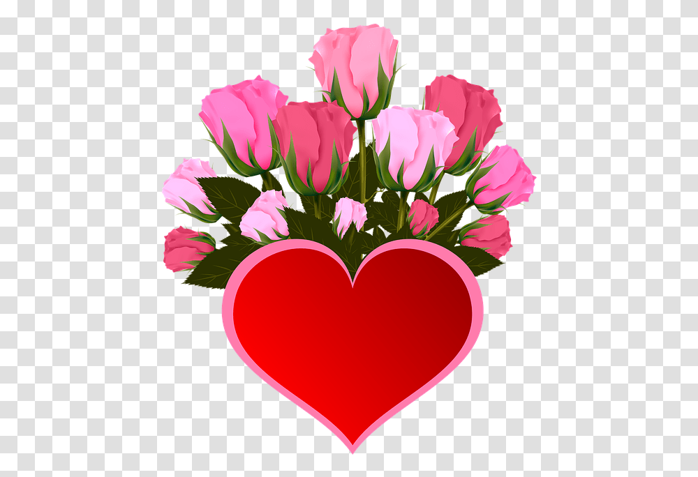 Flowers Roses Pink Bouquet Heart Icon Background Icon Pink Rose, Plant, Blossom, Petal, Carnation Transparent Png