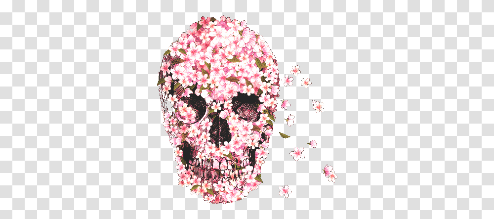 Flowers Skull And Pink Image Skull Pink, Mask, Head Transparent Png