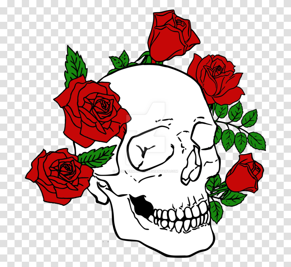 Flowers Skull Rose Skull With Roses, Plant, Blossom Transparent Png