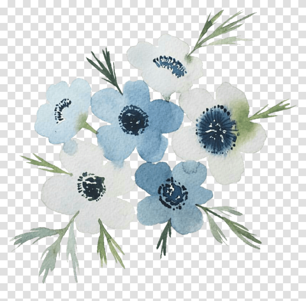 Flowers Spring Cool Blue Nature Drawing Watercolor Blue Flowers Drawing, Plant, Pollen, Anemone, Rug Transparent Png