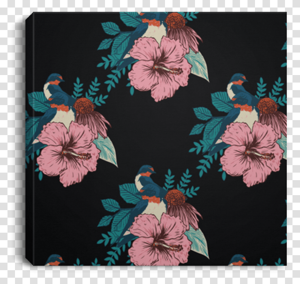 Flowers Square Gallery Wrap Canvas Print Hawaiian Hibiscus, Floral Design, Pattern Transparent Png