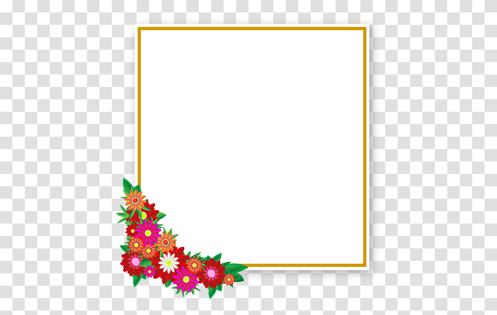 Flowers Sticker Frame Square Element Graphics Flower Free Frame Square, White Board, Lighting, Page Transparent Png