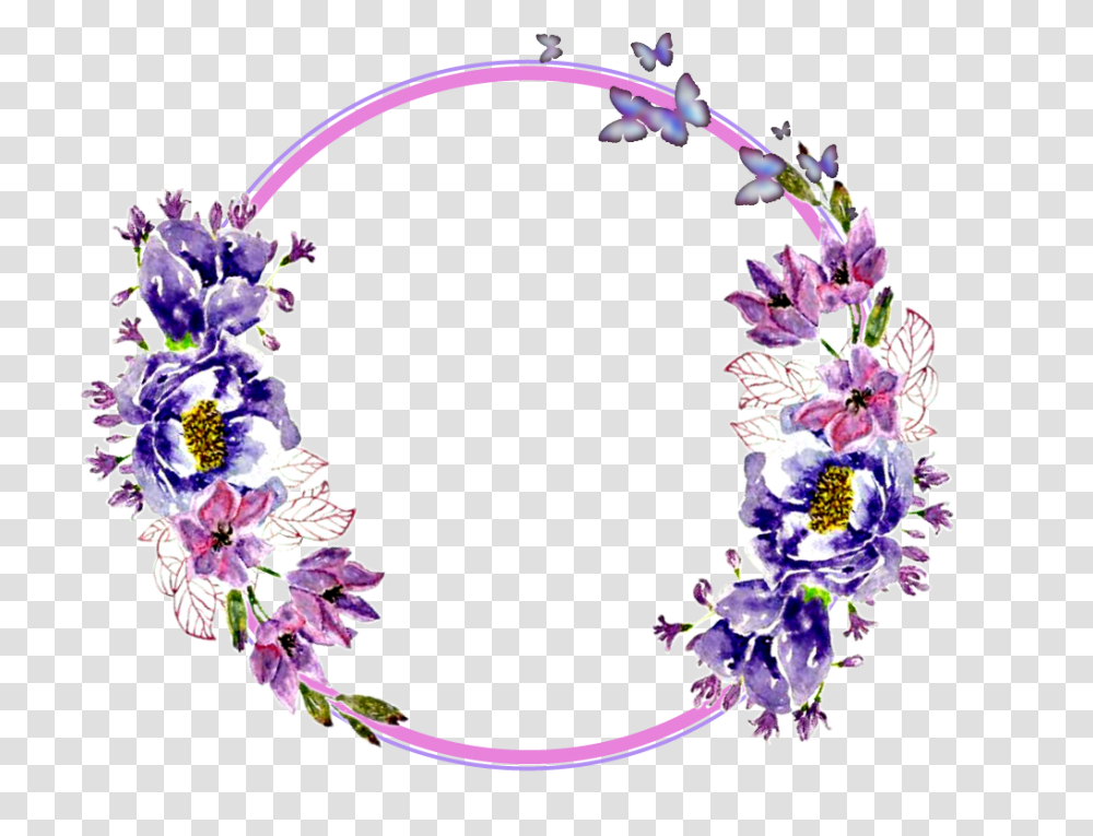 Flowers Stickers Garland Wreaths Purple Flowers Clipart Garland, Plant, Blossom, Pattern, Floral Design Transparent Png