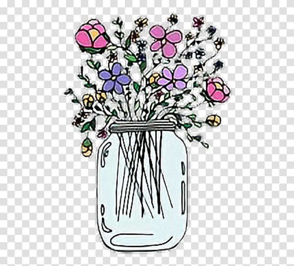 Flowers Tumblr Stickers Sticker Mason Jar With Flowers Sticker, Floral Design, Pattern Transparent Png
