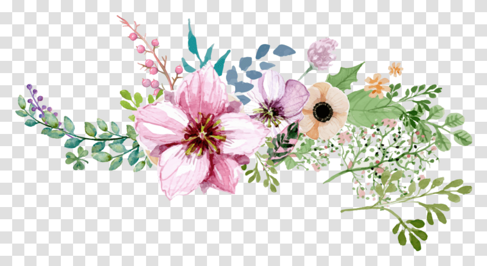 Flowers Tumblr Watercolor Flower Border, Plant, Blossom, Geranium, Anther Transparent Png