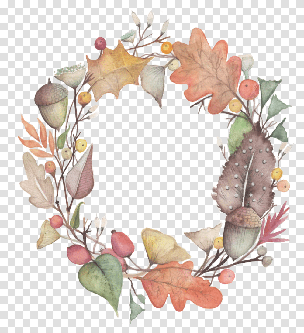 Flowers - Wildblumen Ink Fall Leaves, Leaf, Plant, Tree, Wreath Transparent Png