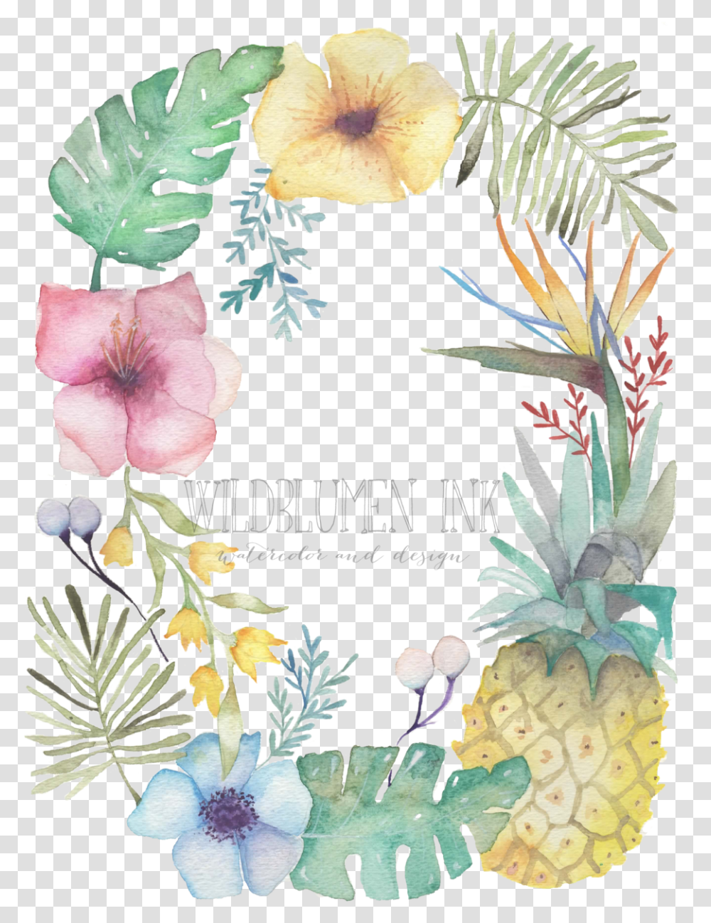 Flowers - Wildblumen Ink Flower Wreath, Plant, Floral Design, Pattern, Graphics Transparent Png