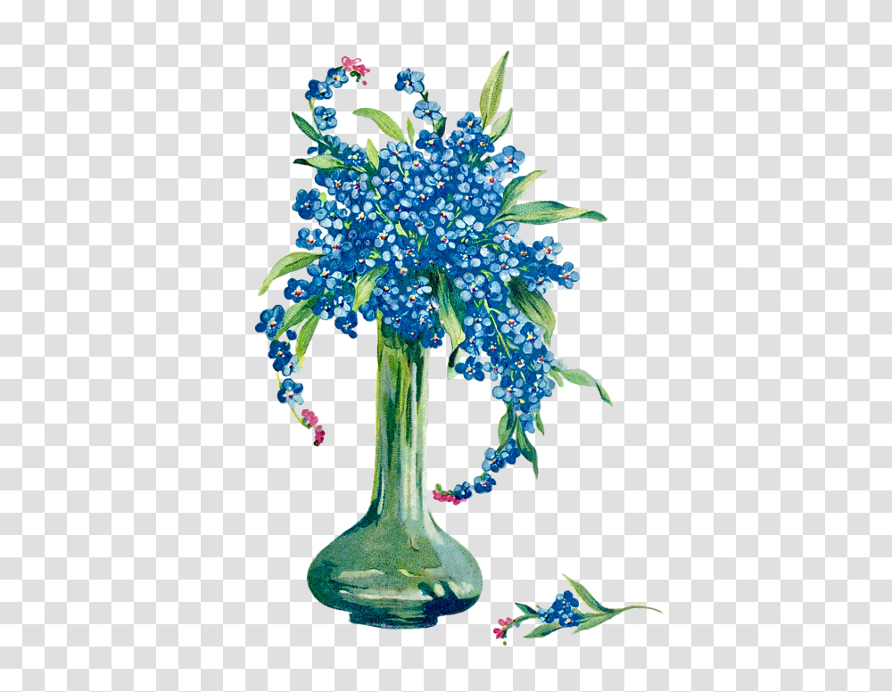 Flowers Vase Forget Me Not Flower Vase Old Vintage Bouquet, Plant, Floral Design Transparent Png