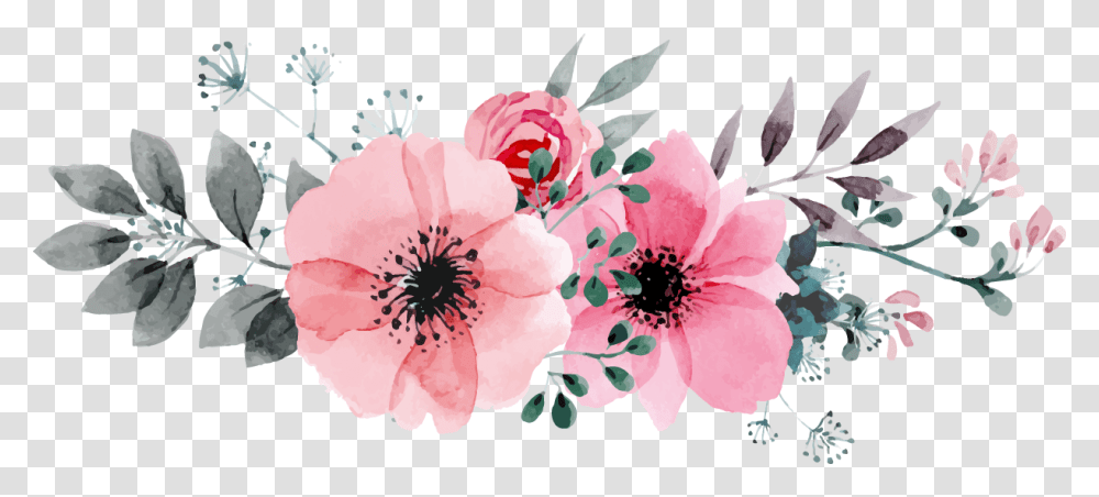 Flowers Vectors Clipart Image 05 Watercolor Flowers, Plant, Blossom, Floral Design, Pattern Transparent Png