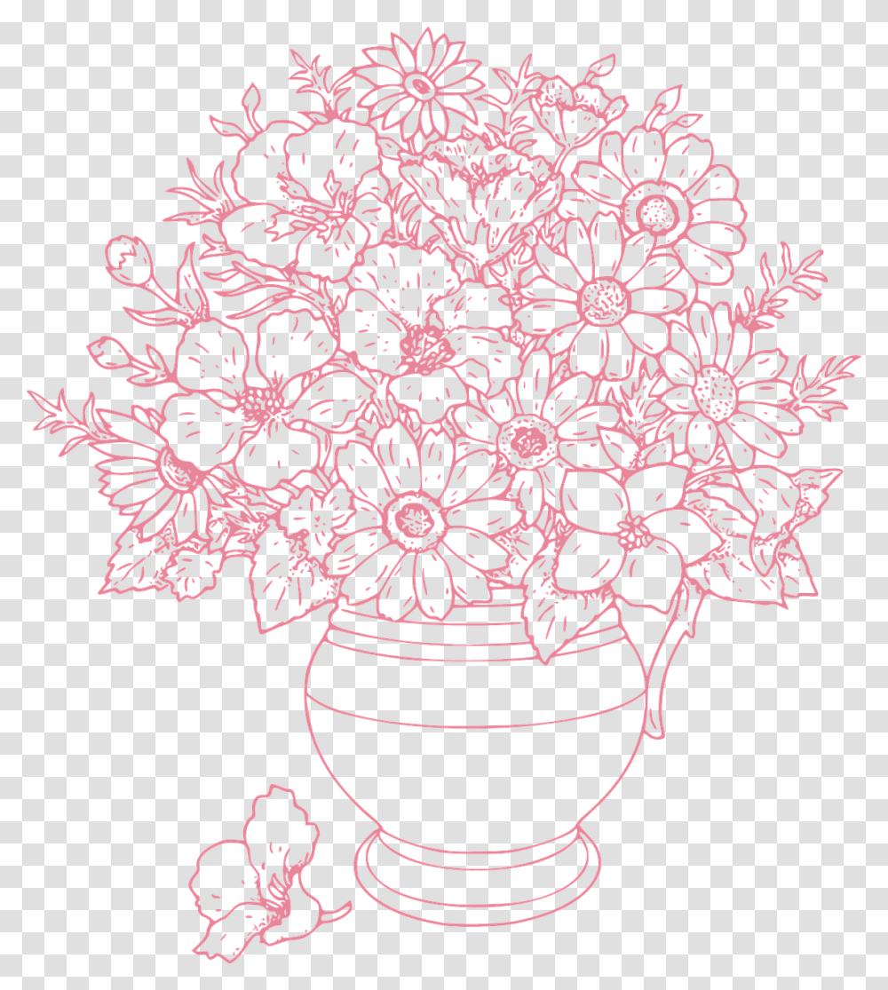 Flowersvaseflower Vector Graphicsfree Beautiful Flower Pot Drawing, Rug, Floral Design, Pattern Transparent Png
