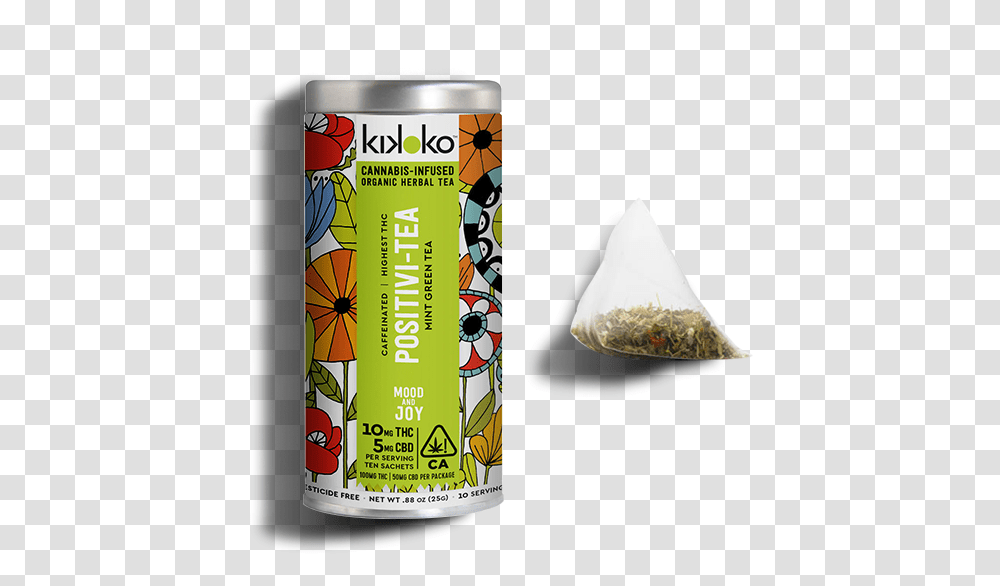 Flowertown Kikoko Positivi Tea Can Bag Cannabis Tea, Tin Transparent Png