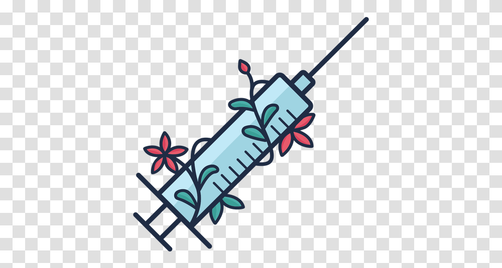 Flowery Needle Syringe Symbol Blue & Svg Vaccine Icon, Weapon, Weaponry, Bomb, Dynamite Transparent Png