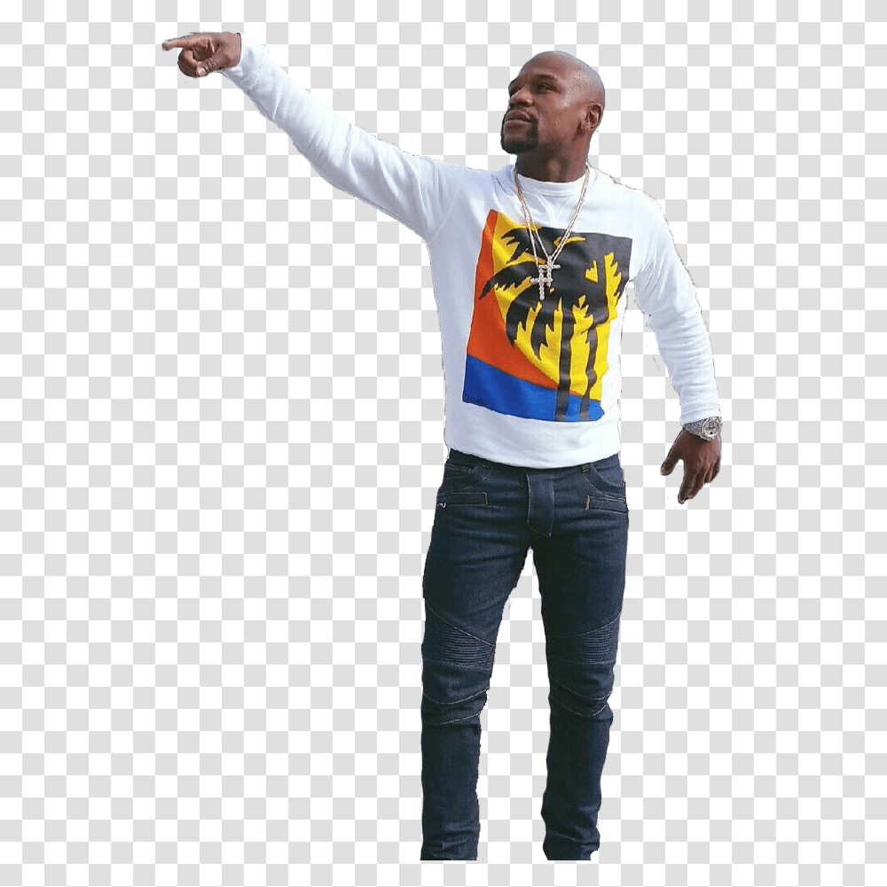 Floyd Mayweather Pointing Cutouts, Pants, Sleeve, Person Transparent Png