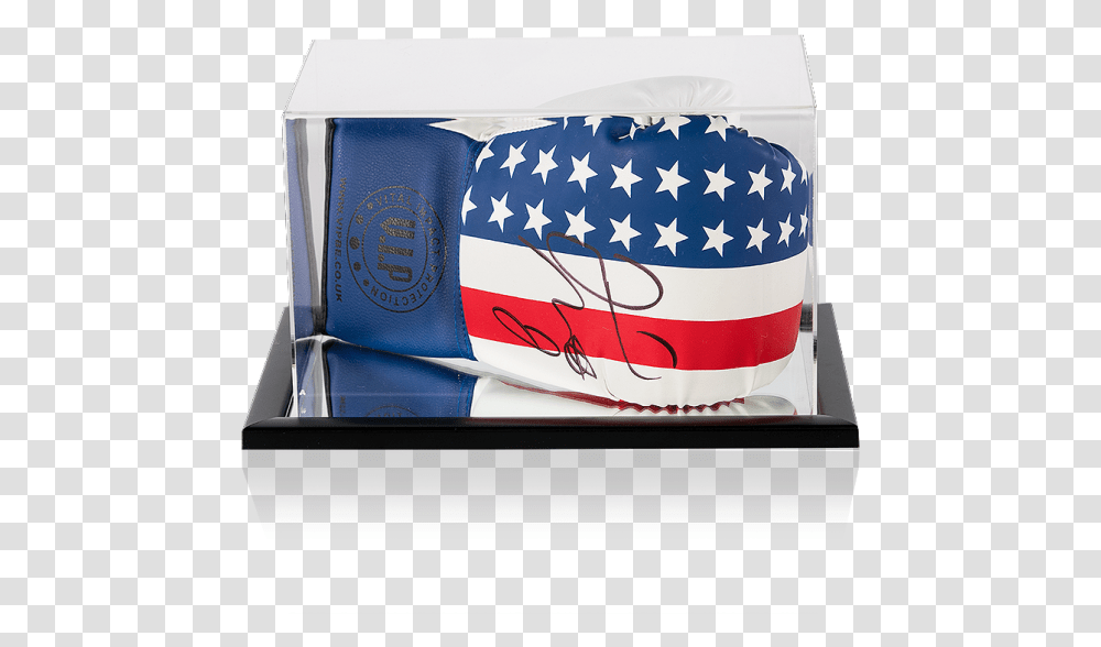 Floyd Mayweather Signed Vip Usa Flag Boxing Glove In Acrylic Display Case Box, Clothing, Apparel, Text, Hat Transparent Png