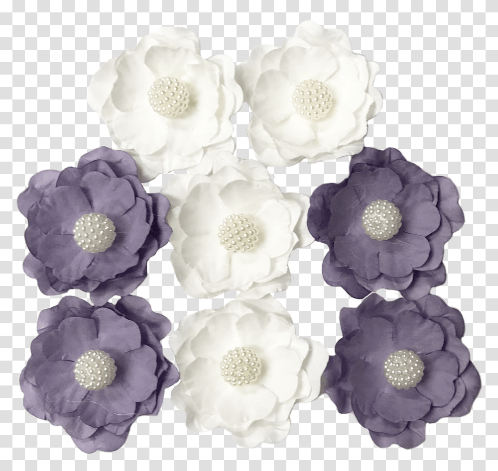 Flr 075 Paper Flower Wwhite Pearlpurple & White, Plant, Dahlia, Clothing, Wedding Cake Transparent Png