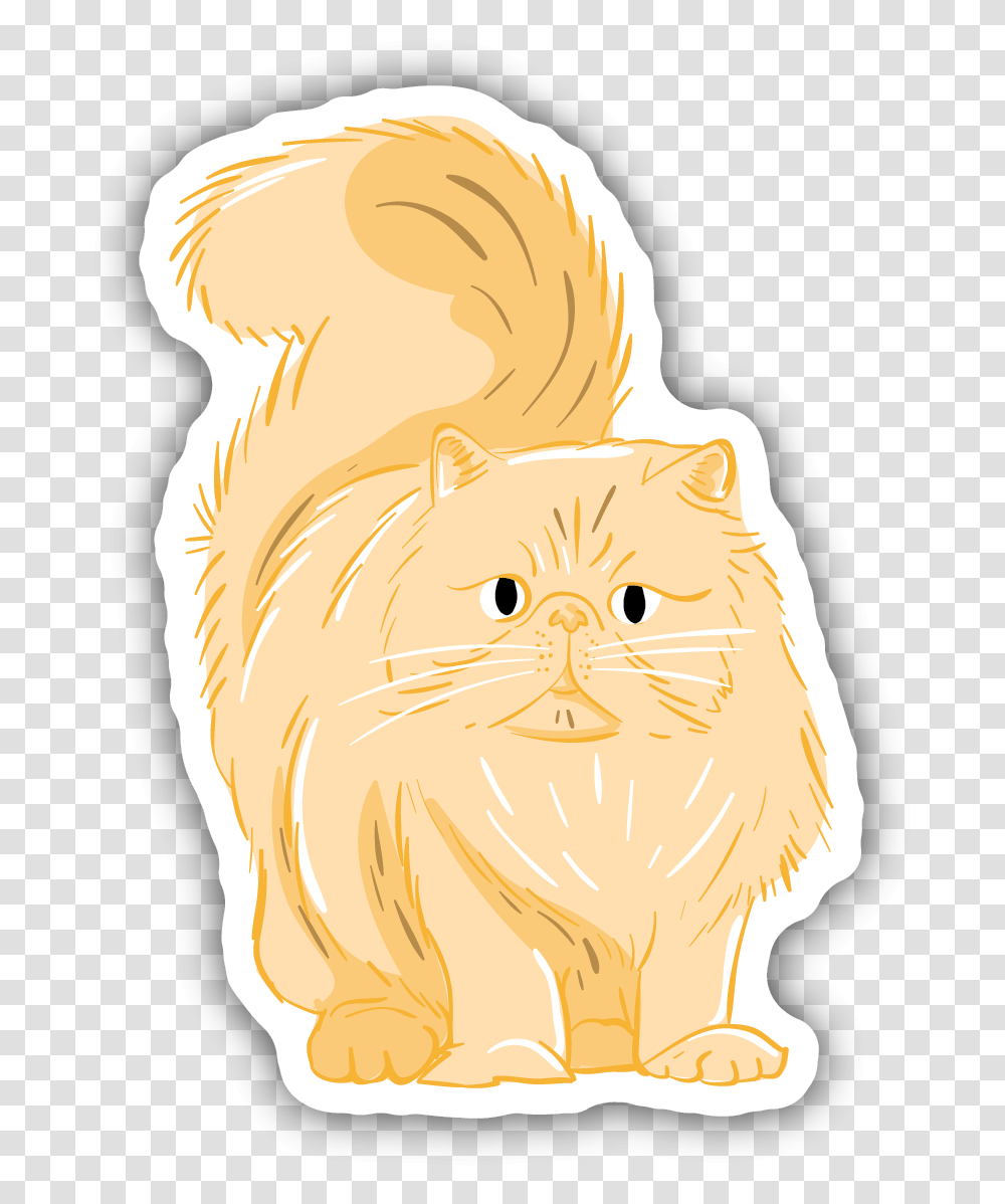 Fluffy Orange Cat Sticker British Longhair, Animal, Pet, Mammal, Bird Transparent Png