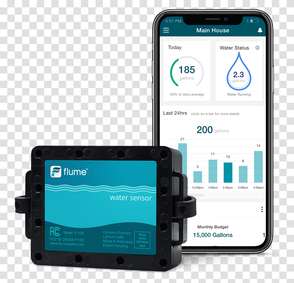 Flume Intelligent Leak Detection & Water Management Water Smart Meter App, Mobile Phone, Electronics, Cell Phone, Text Transparent Png