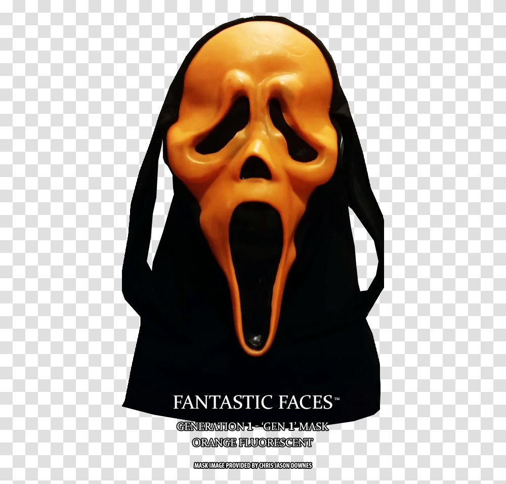 Fluorescent Orange Fantastic Faces Ghostface Mask Old Metallic Scream Mask, Person, Human, Plant, Halloween Transparent Png
