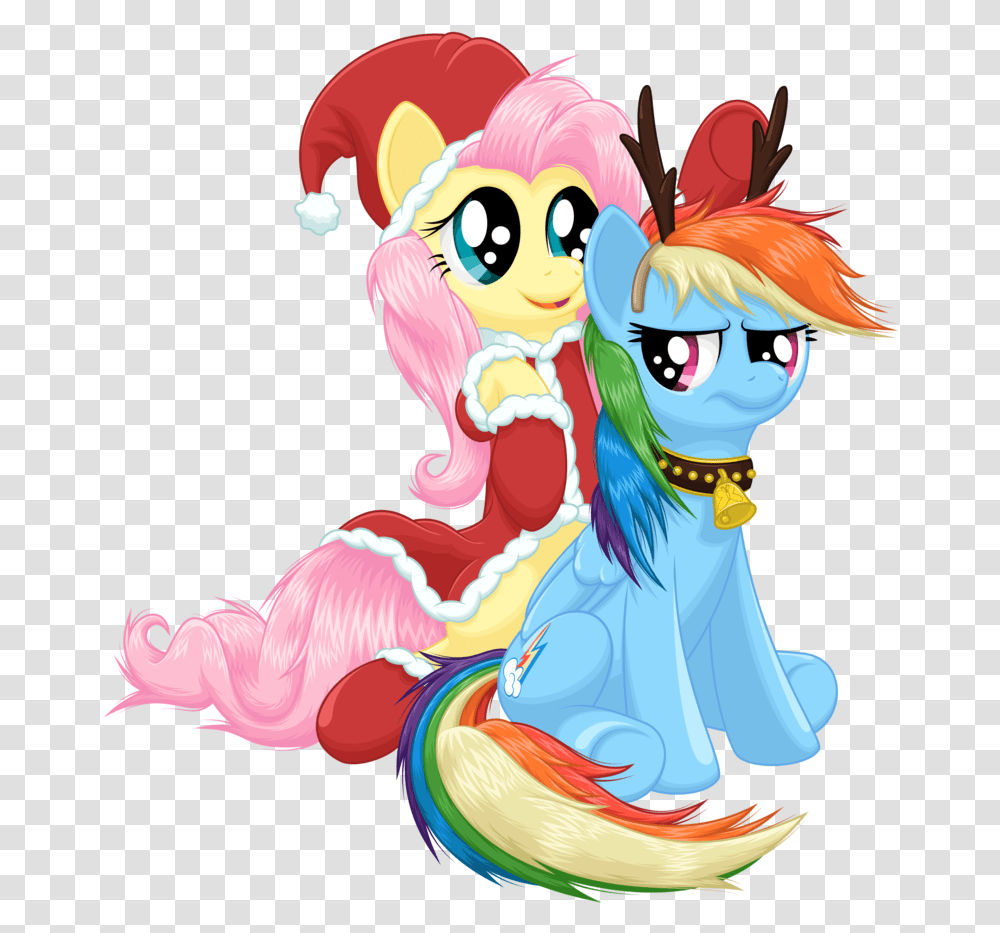 Fluttershy And Rainbow Dash Christmas, Modern Art, Drawing Transparent Png