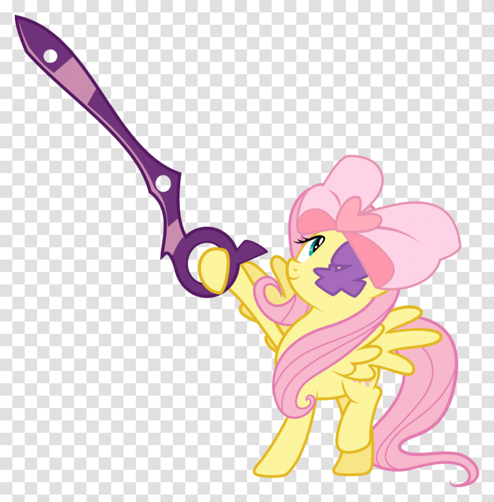 Fluttershy W Ribbon Eye Patch And Scissors, Weapon, Weaponry, Blade, Shears Transparent Png