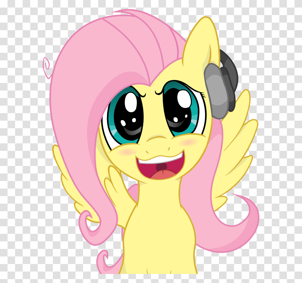 Fluttershy With Headphones, Doodle, Drawing, Face Transparent Png