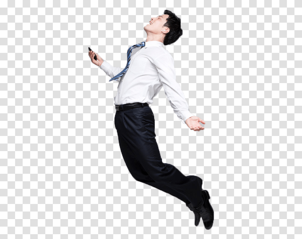Fly Jump Koszula Person Guy Men Facet Flying Man Jumping, Shirt, Performer, Dress Shirt Transparent Png