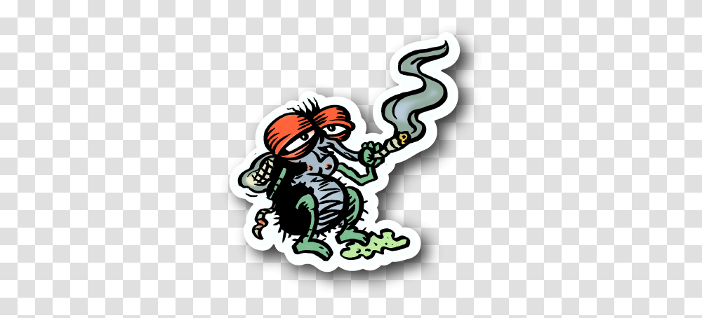 Fly Smoking Weed Sticker Fly Smoking A Joint, Pirate, Label, Text, Graphics Transparent Png